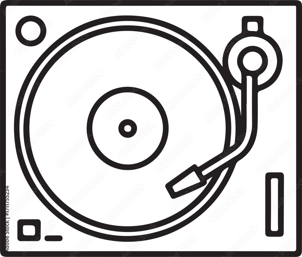 Poster simple outline drawing of a record player