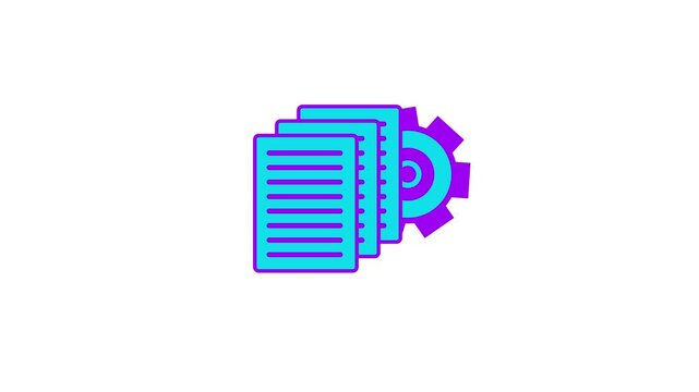 Animated document settings line icon. Document file with spinning gear animation. Setting cogwheel. Operating system. Loop HD video with alpha channel