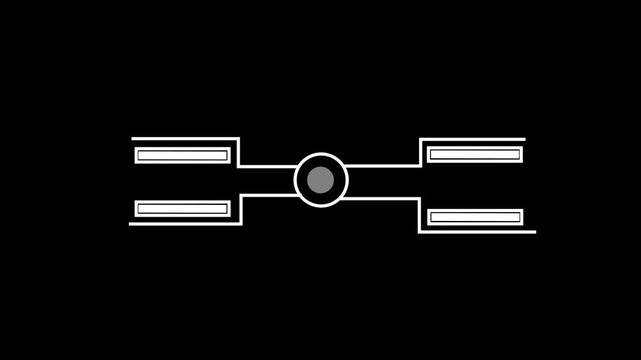 Flow chart self drawing animation. Diagram, workflow, grey background.
