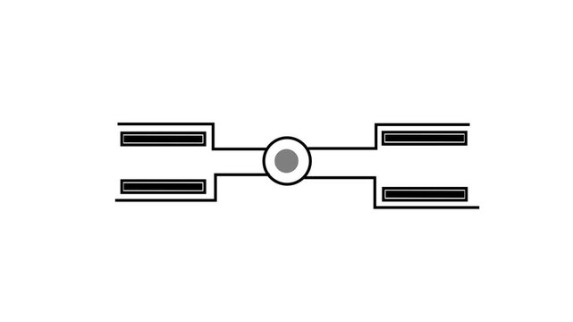 Flow chart self drawing animation. Diagram, workflow, grey background.