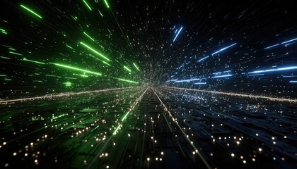 Naklejka premium Cosmic tunnel, neon streaks, digital art