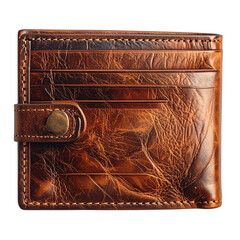 Brown leather wallet isolated on transparent background