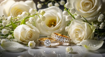 Elegant Wedding Rings and Roses.
