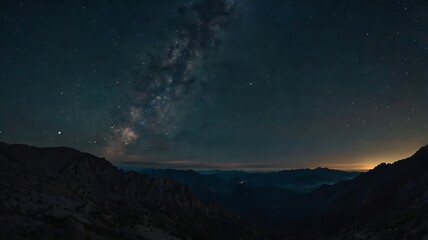 Fototapeta premium Tranquil Mountain Scene Framed by Brilliant Night Stars