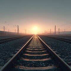 Obraz premium Sunrise over railway tracks (1)