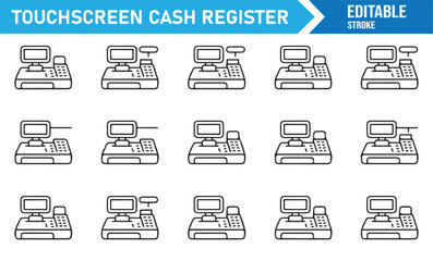 Payment terminal and cashier register vector illustrations