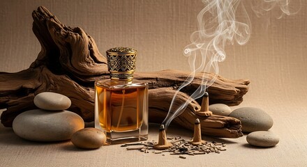 Aromatic Incense and Perfume Still Life.