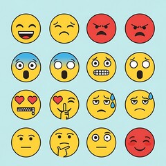 Fototapeta premium Collection of Emojis Representing Various Emotions.