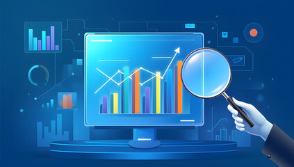 Business Data Analysis with Graphs and Charts on Computer Screen