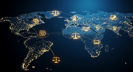 Global legal network map illustration