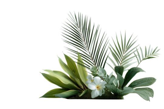 Tropical plant arrangement decoration isolated on transparent background, Clipart png