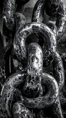 Close-up of a weathered metal chain