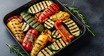 Grilled Vegetables Colorful Display.