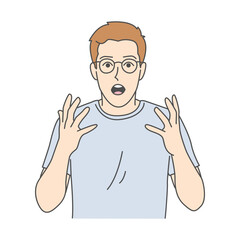 Illustration of a young man looking surprised with a shocked expression