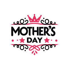 Bold script mother s day text with centered crown icon