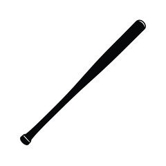 Black baseball bat silhouette on a clean white background