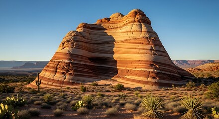 Colorful Sandstone Formation in Desert Landscape.