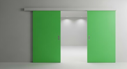 Modern Green Sliding Doors Interior Design.
