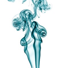 Teal Smoke Abstract Art.