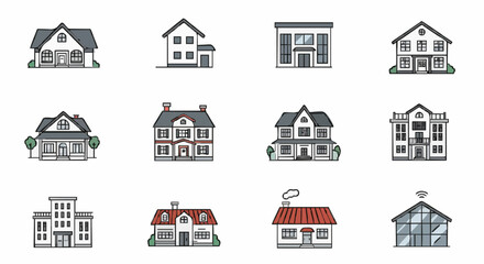 Naklejka premium Icon set type of houses