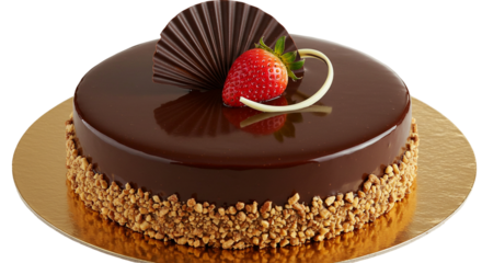 Chocolate Glazed Cake with Strawberry