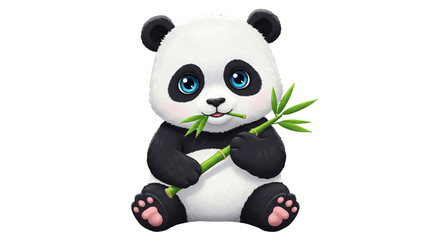 Cute Baby Panda Eating Bamboo