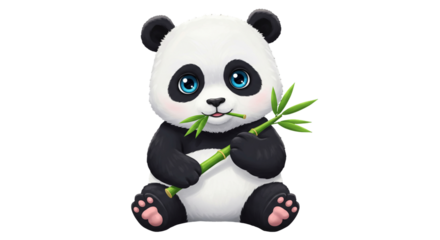 Cute Baby Panda Eating Bamboo