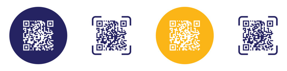QR code icon. Scanning QR code symbol template for graphic and web design collection. QR code outline for web site design and mobile dark mode apps. QR code logo vector illustration.