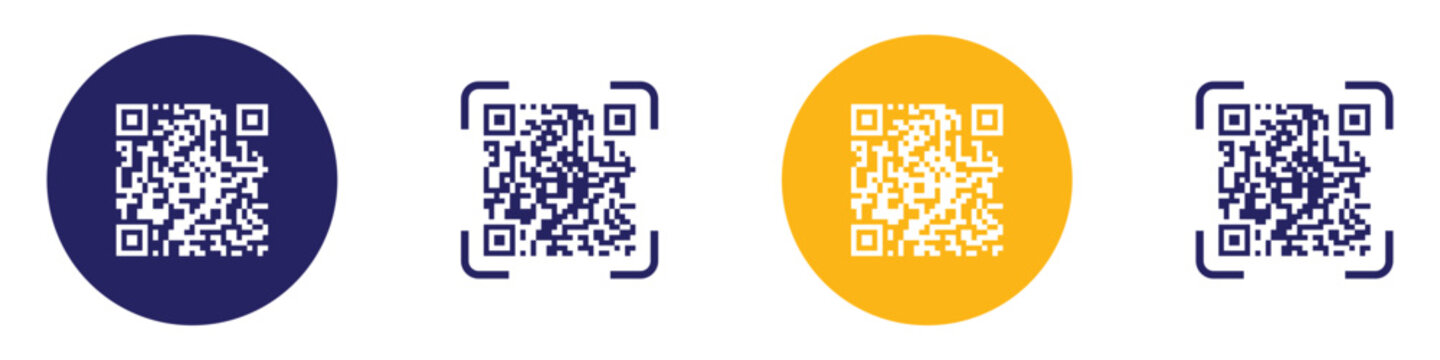 QR code icon. Scanning QR code symbol template for graphic and web design collection. QR code outline for web site design and mobile dark mode apps. QR code logo vector illustration.