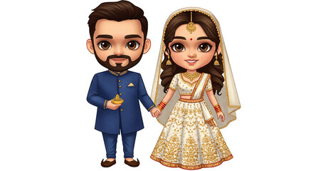 Indian Wedding Couple Illustration