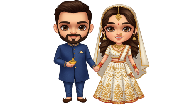 Indian Wedding Couple Illustration