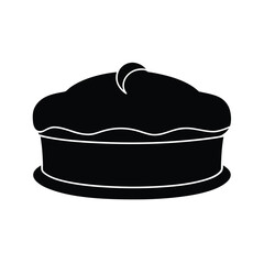 Minimalist black cake silhouette on white background