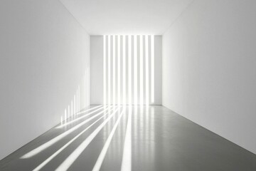 Fototapeta premium Black and white interior showcasing a striking long light fixture.