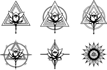 Geometric Rose SVG | Sacred Geometry Flower | Mandala Floral Tattoo Design Cut File