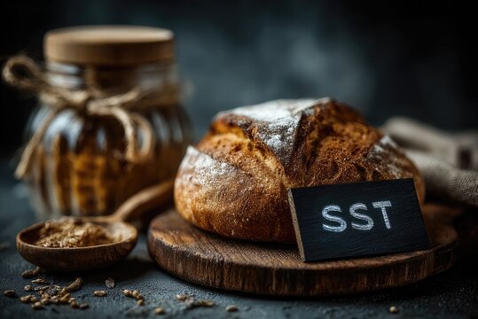  bread and receipt marked "SST", symbolic poverty awareness