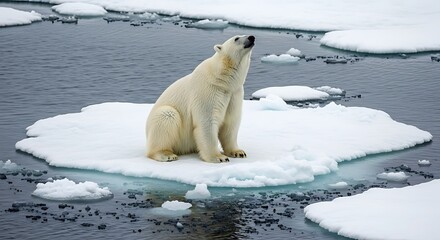 Polar Bear on Ice Floe, Arctic Wildlife.