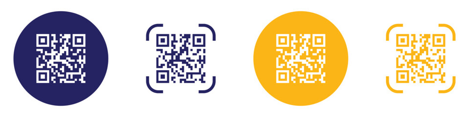 QR code icon. Fake template of quick response matrix in square grid. Mobile phone camera readable digital label isolated on white background. Vector illustration. EPS 10