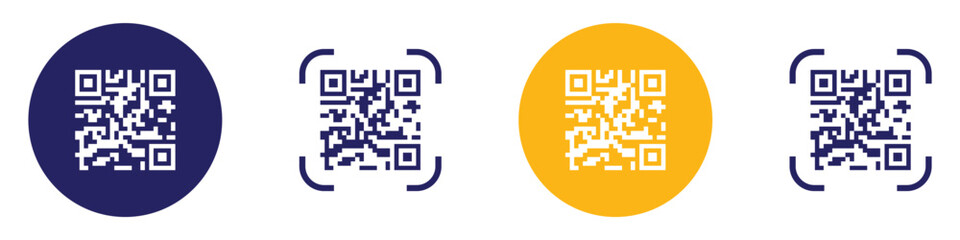 QR code icon. Fake template of quick response matrix in square grid. Mobile phone camera readable digital label isolated on white background. Vector illustration. EPS 10