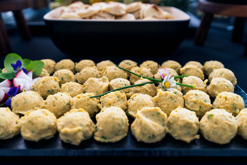 banquet table with snacks, break, meeting, conference 