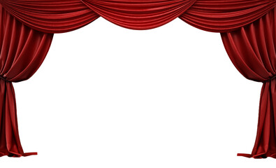 Theater stage with red curtain on transparent background. 3D illustration