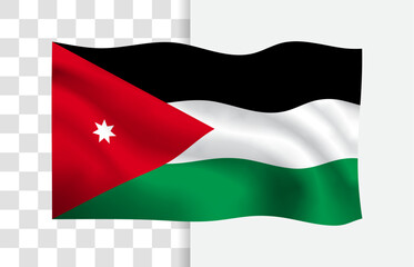 Waving Flag of Jordan, Isolated Vector with a Clean Background