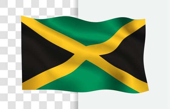 Jamaica Flag Waving Vector, Isolated on a White Background