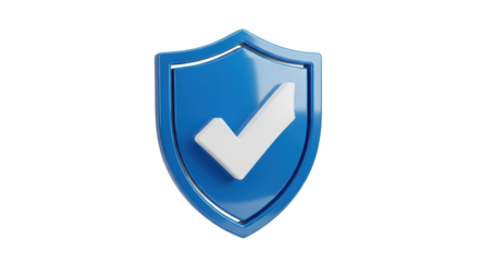 Isolated security shield with check mark, concept of protection and digital safety system, emblem