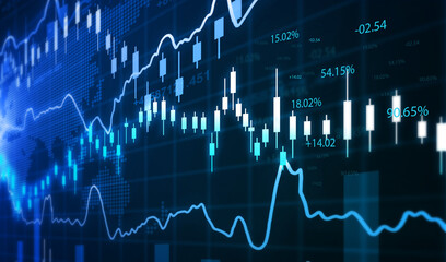 Stock market investment graph. Financial investment graphs. Stock market business and exchange. 3d illustration