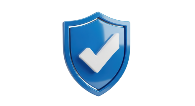 Isolated security shield with check mark, concept of protection and digital safety system, emblem