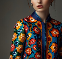 blazer with graphic floral , suit jacket with graphic floral