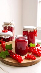 Red currant jam in jars