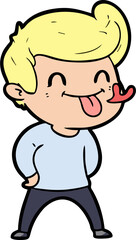 Playful Cartoon Man Sticking Out Tongue, Expressing Joyful Silliness and Mischief.