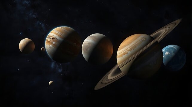 CGI Render of Planet Alignment in the Solar System - Powered by Adobe