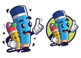Pencil cartoon mascot illustration